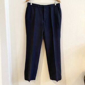 St Michael Mens Trousers Navy Blue‎ Waist 34" Inseam 31" Made In UK Wool Blend